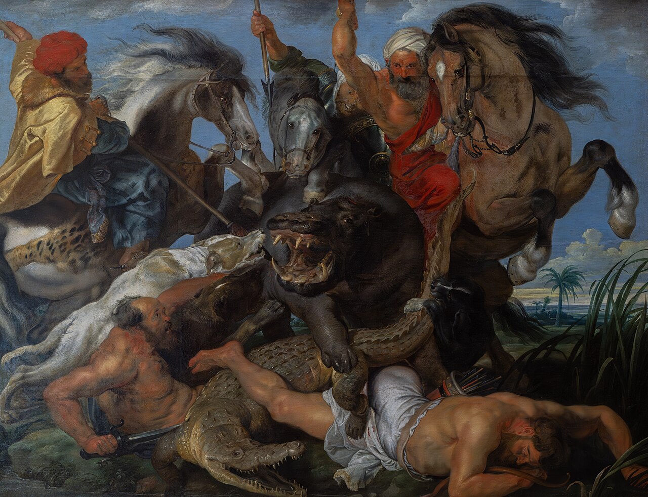 하마와 악어 사냥 — 페테르 파울 루벤스, 1616